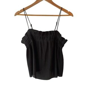 Banana Republic Size S Black Micro-Pleat Stretch Adjustable Strap Crop Top - New